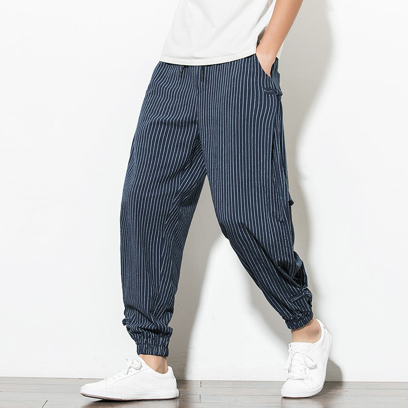 Vertical Stripe Harem Pants