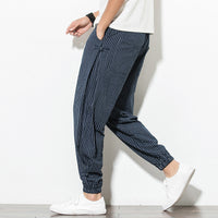 Vertical Stripe Harem Pants