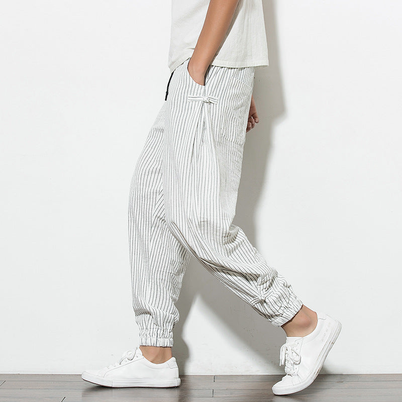 Vertical Stripe Harem Pants