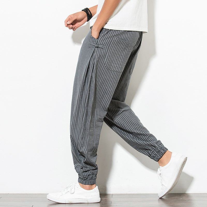 Vertical Stripe Harem Pants