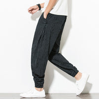 Vertical Stripe Harem Pants