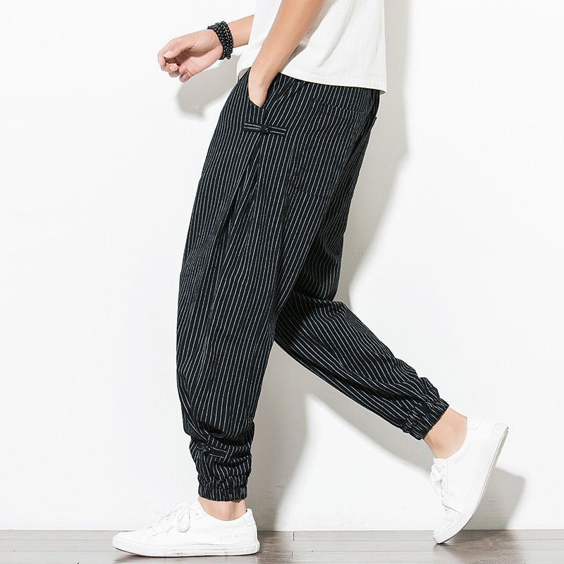 Vertical Stripe Harem Pants